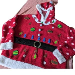 Ugly Fluffy Holiday Christmas Red Santa Sweater 22" Pit2Pit Hoodie Free Shipping